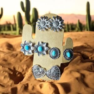 Silver and Turquoise Earring Set